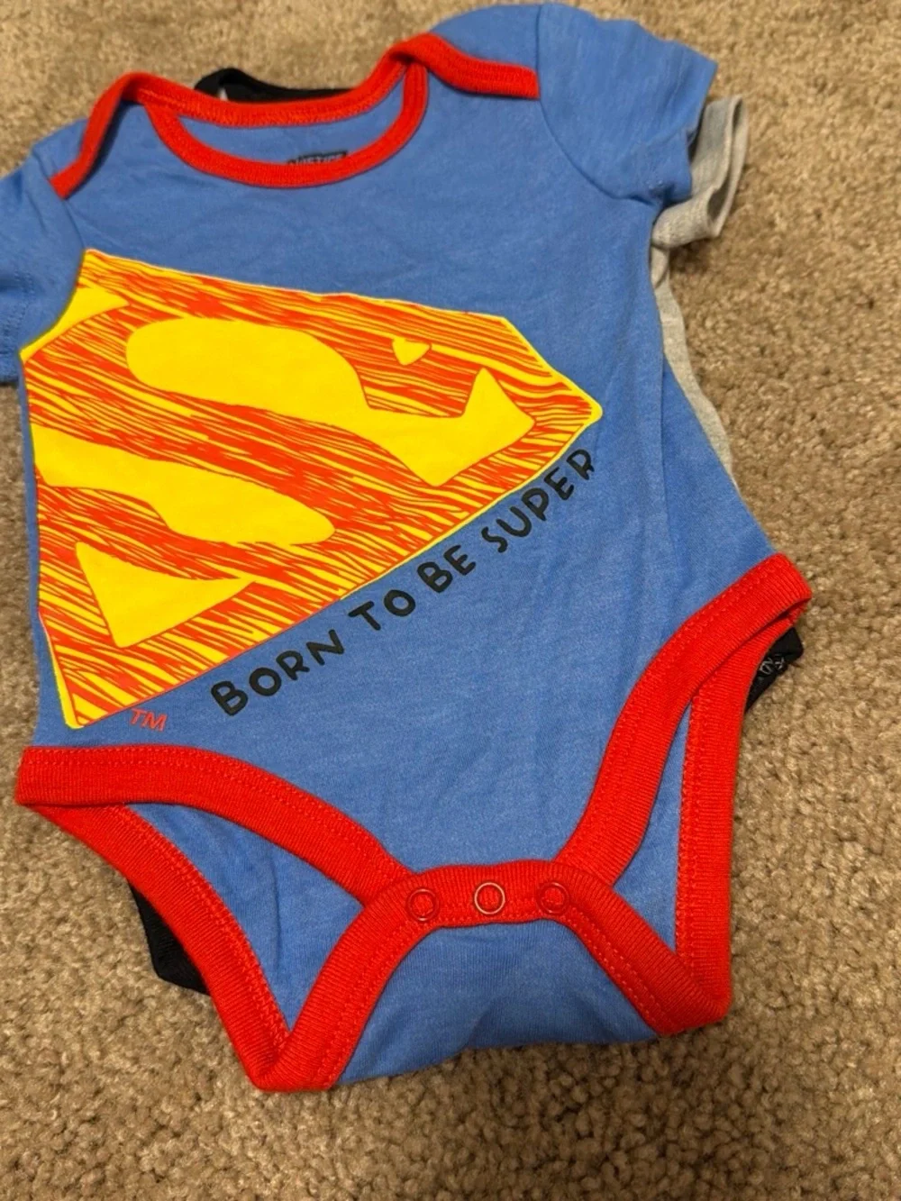 Justice Superhero Trio Onesies - Blue, Red, Gray